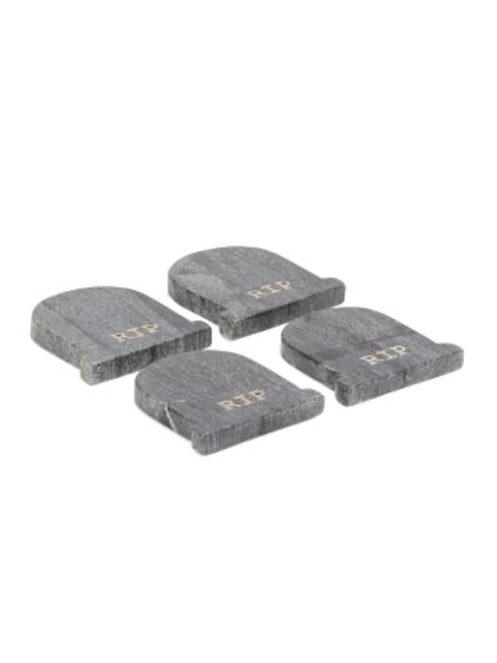 Set of 4 Marble Slate Tombstone Coasters with RIP